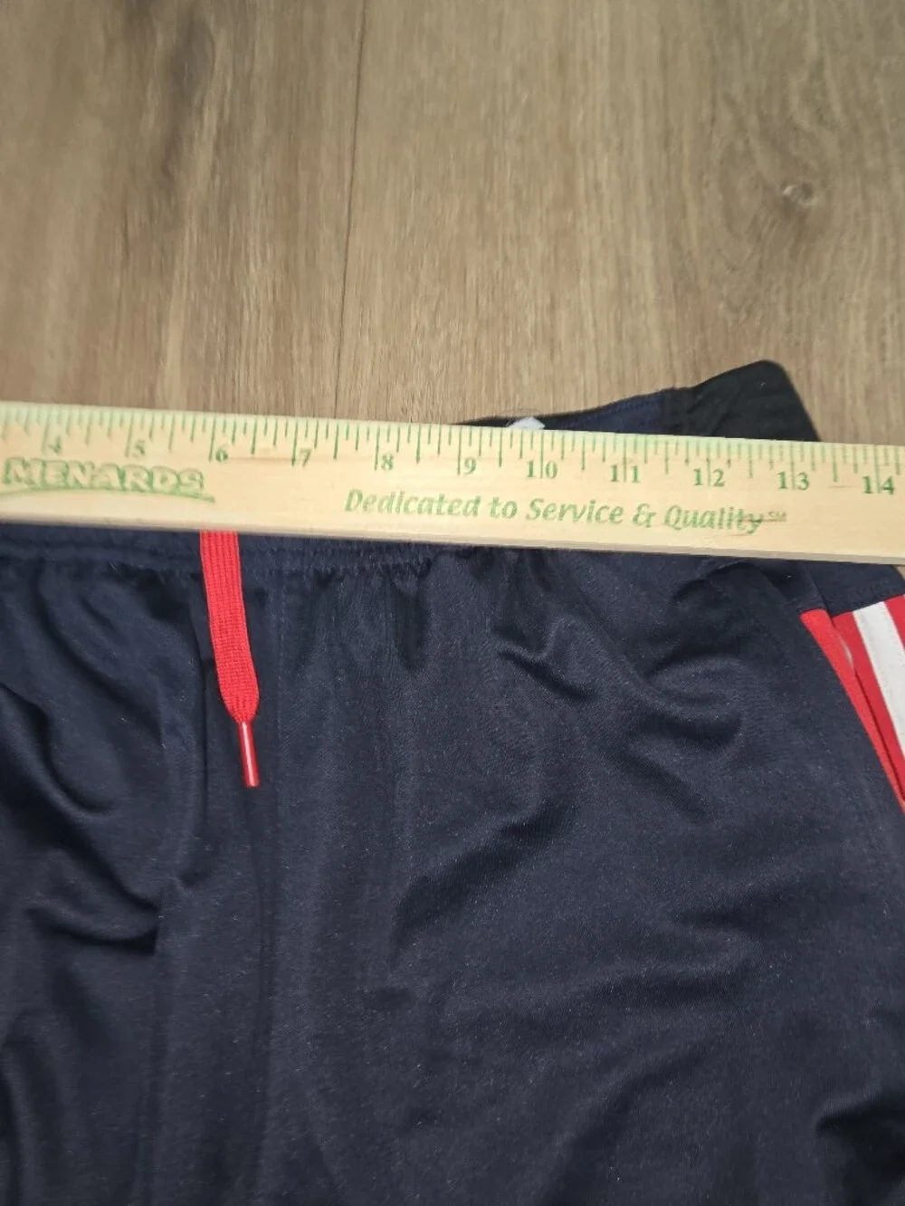 Adidas Mens Navy Athletic Shorts with Red and White Accents Preppy No Size